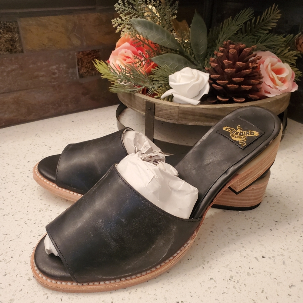 Freebird by Steven Path Leather Slip on block heel